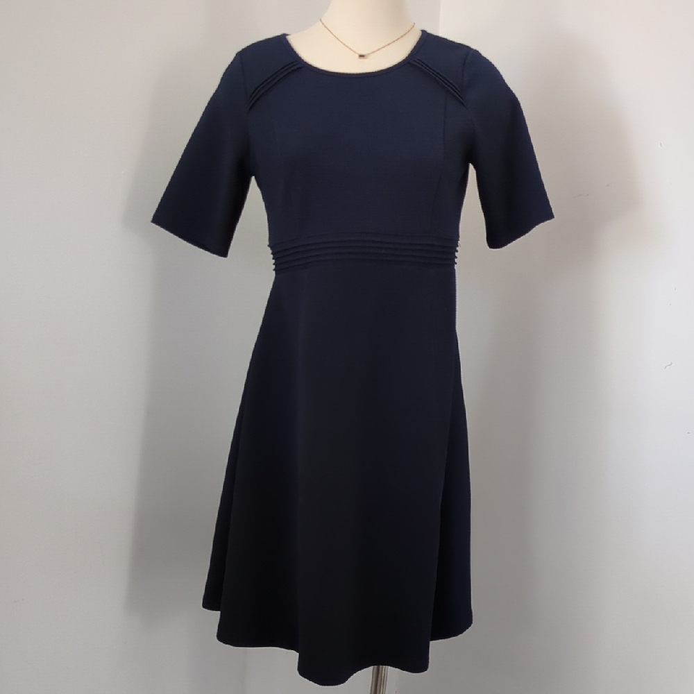 Motherhood Maternity Classic Navy Midi Dress Gold Zip